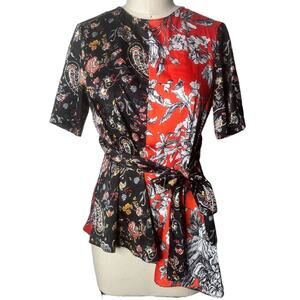 Zara Paisley Floral Mixed Print Blouse XS